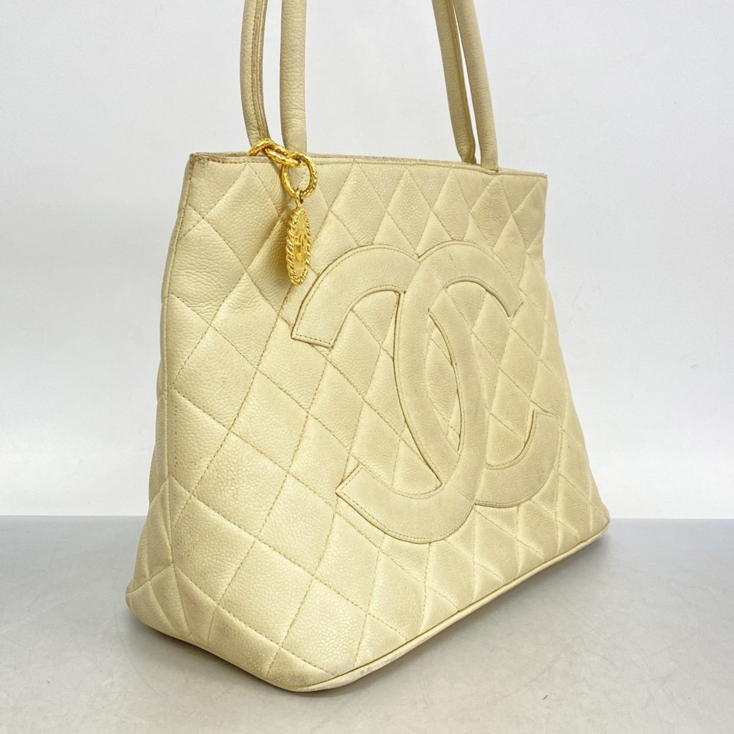 Chanel Beige Grained Calfskin Tote Bag