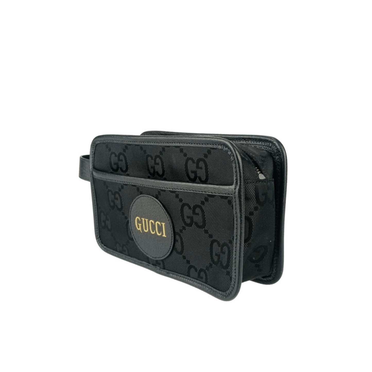 Gucci Black Nylon Canvas Leather Clutch Bag Handbag Pouch