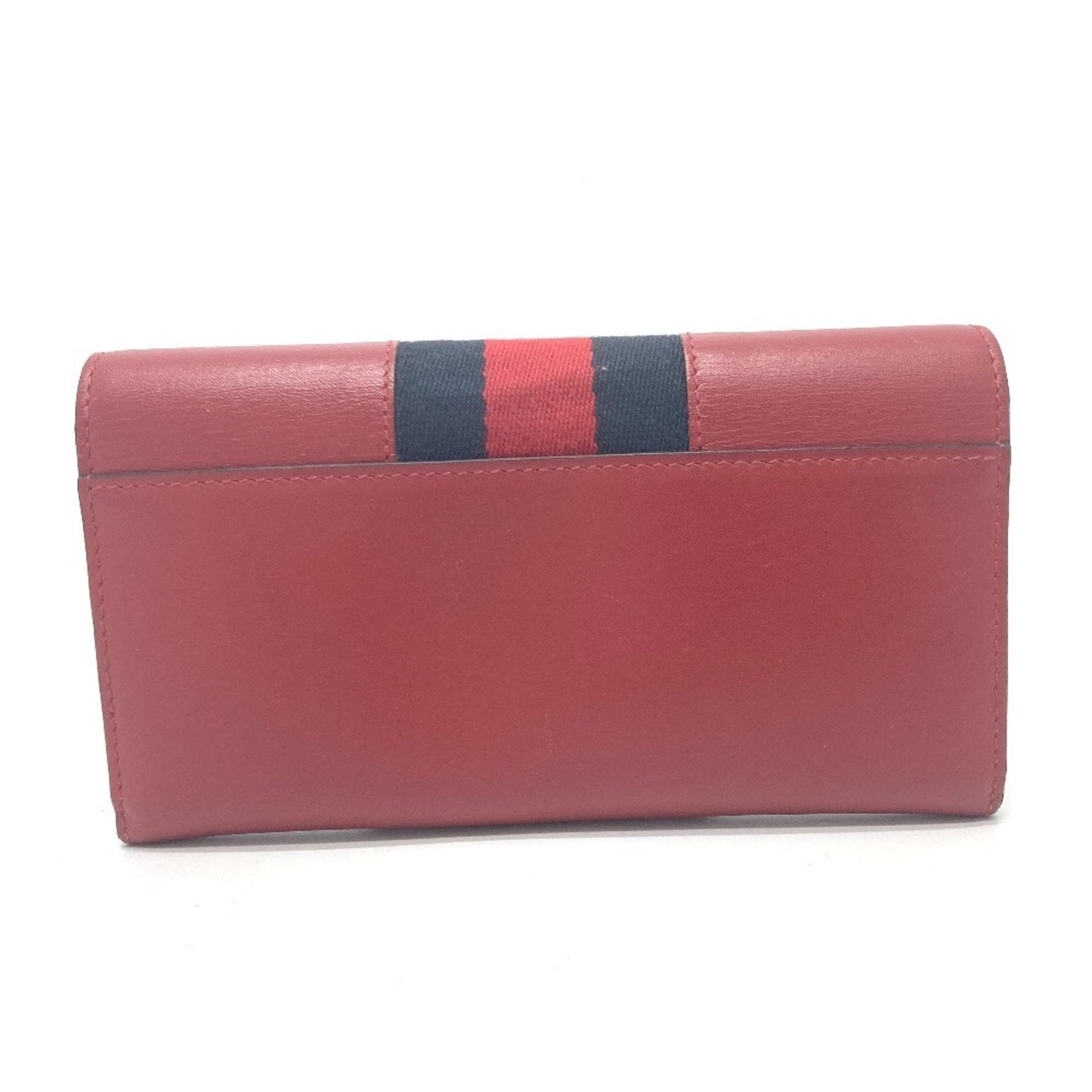 Gucci Red Color Leather Long Wallet (Bi-Fold)
