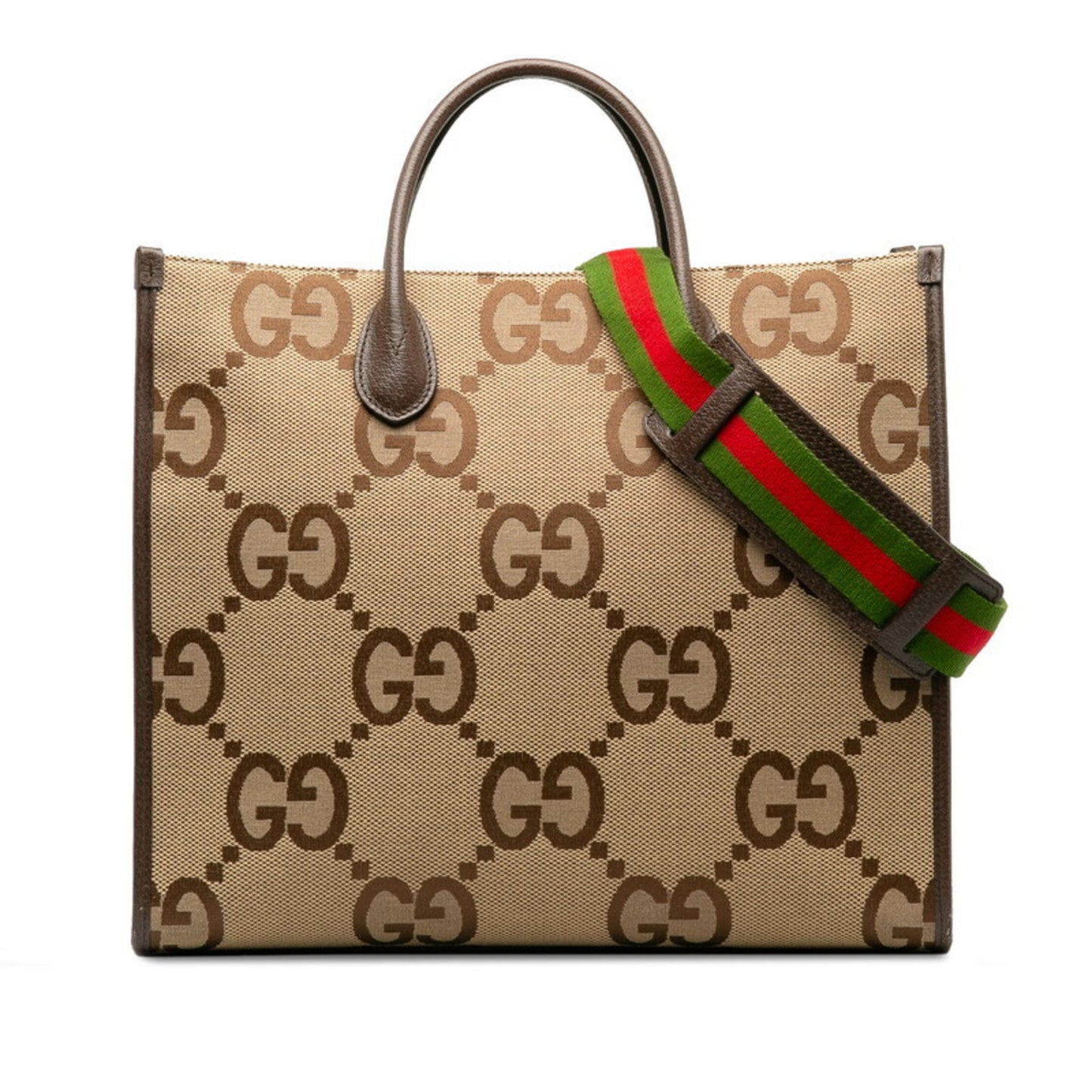 Gucci Beige Multi-Color Canvas Leather Shoulder Bag Tote Bag