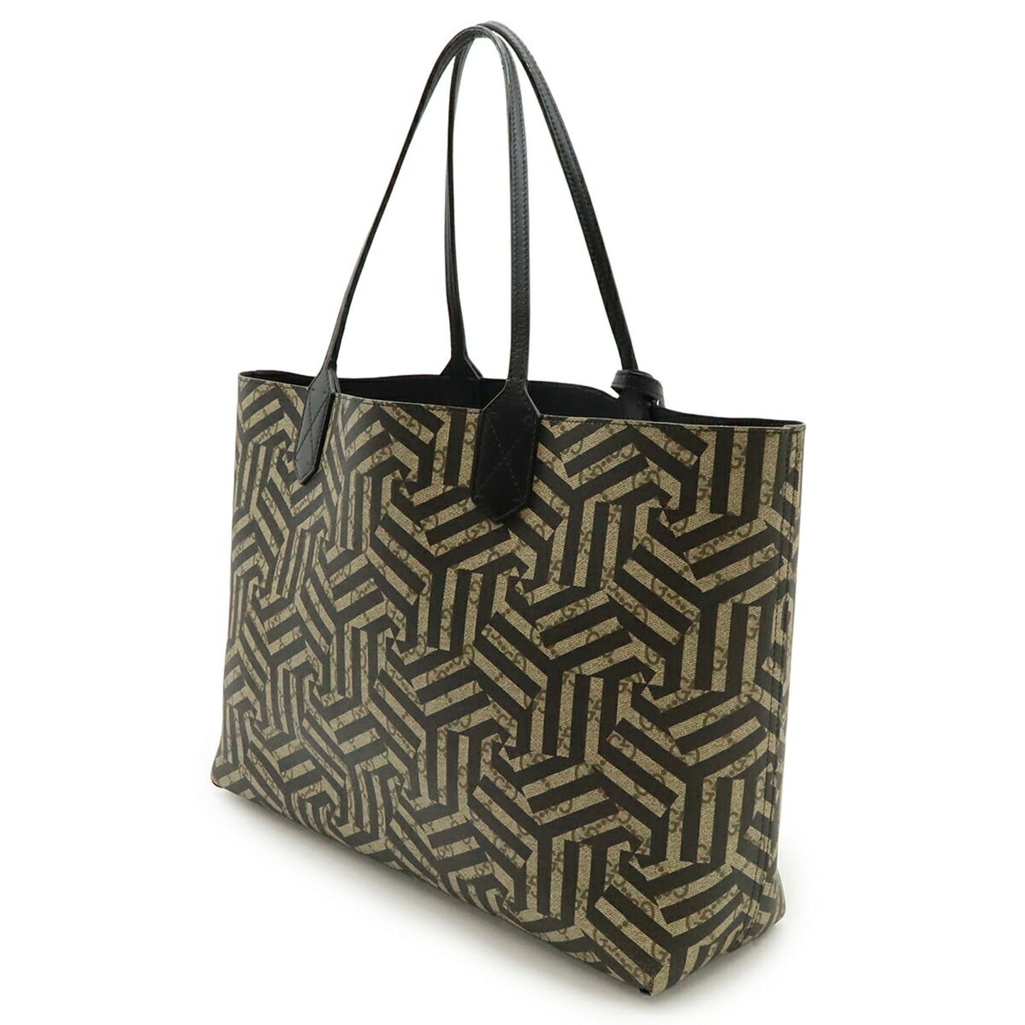 Gucci Beige Black Gg Supreme Leather Shoulder Bag Tote Bag