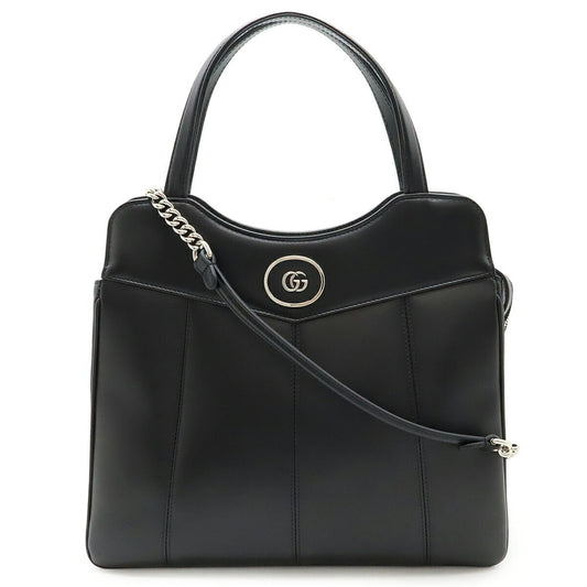 Gucci Black Leather Handbag Shoulder Bag Tote Bag