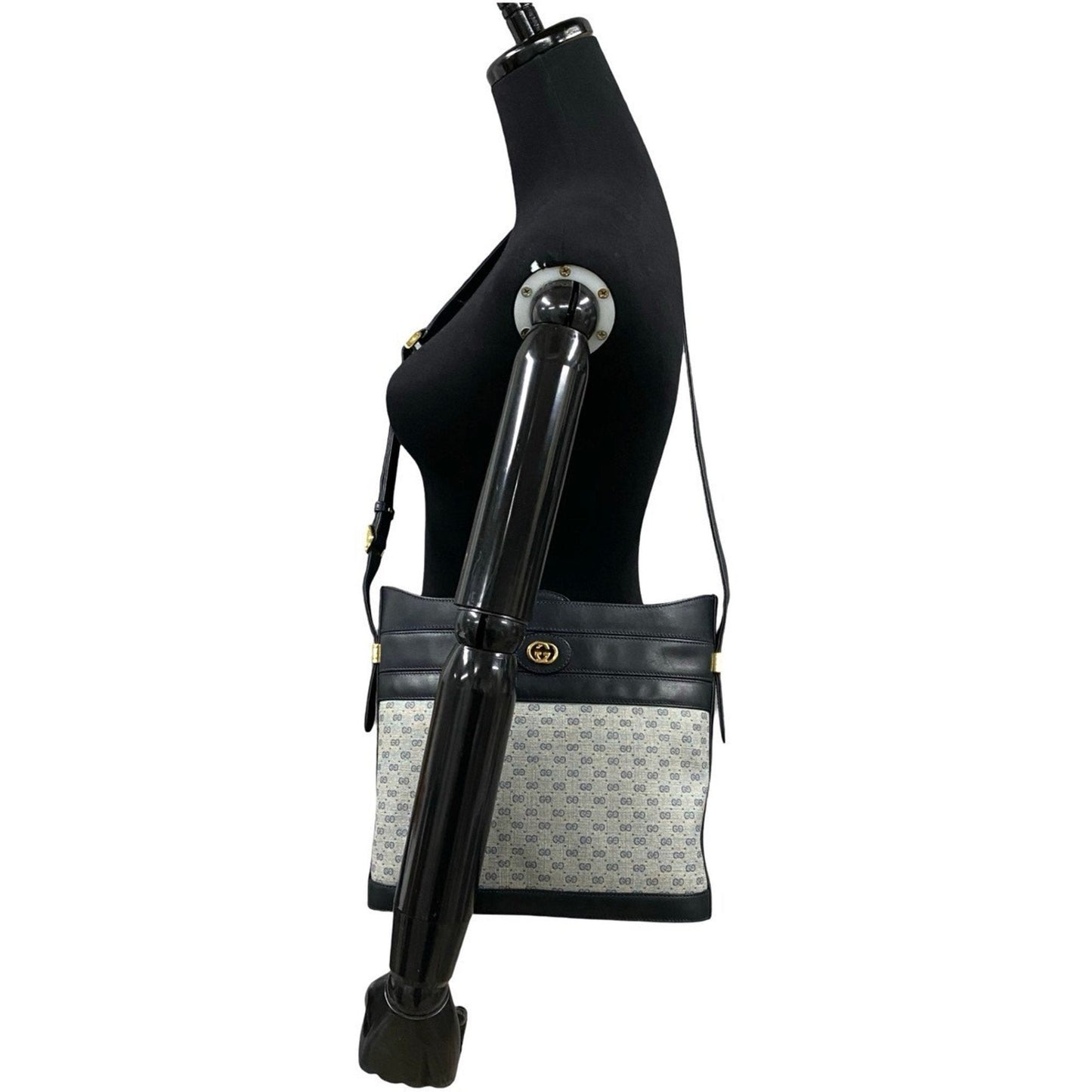 Gucci Navy Leather Pvc Pochette Shoulder Bag