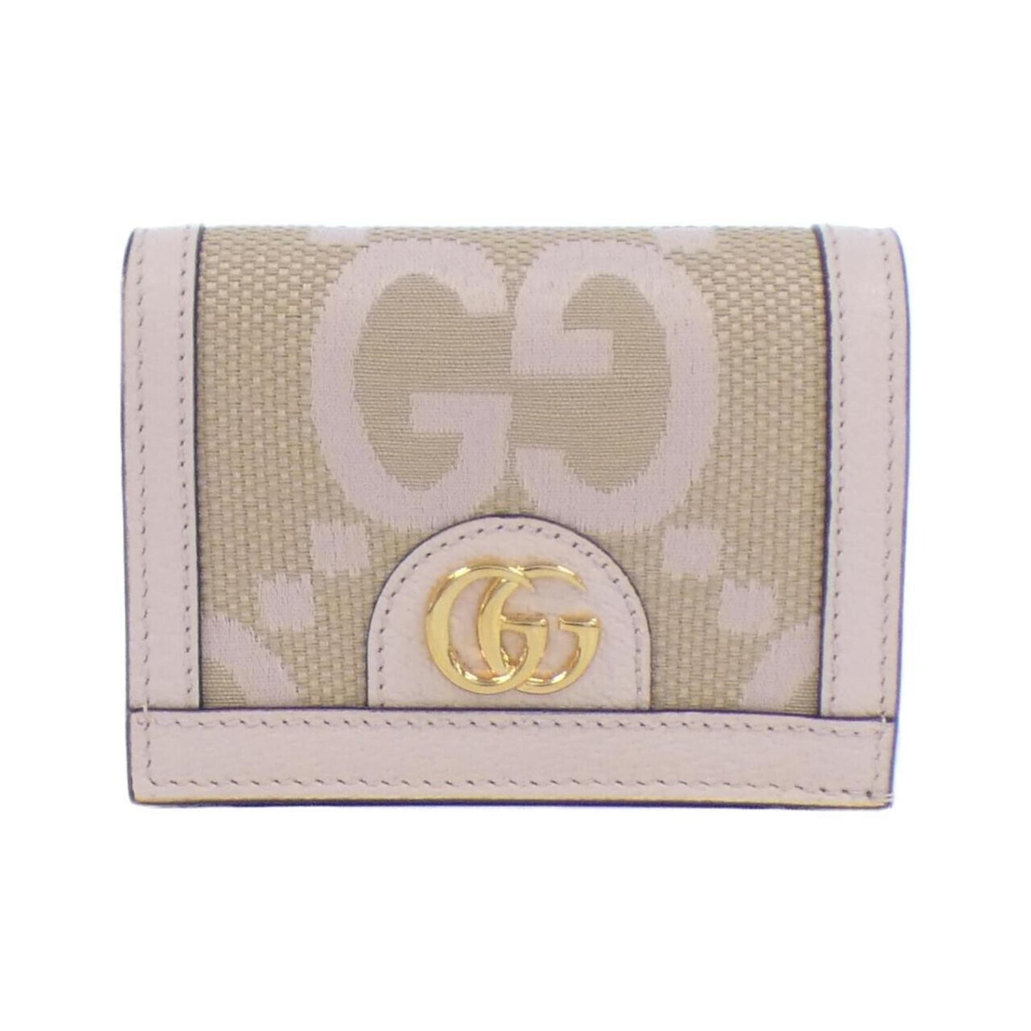 Gucci Beige Light Pink Canvas Leather Wallet (Bi-Fold)