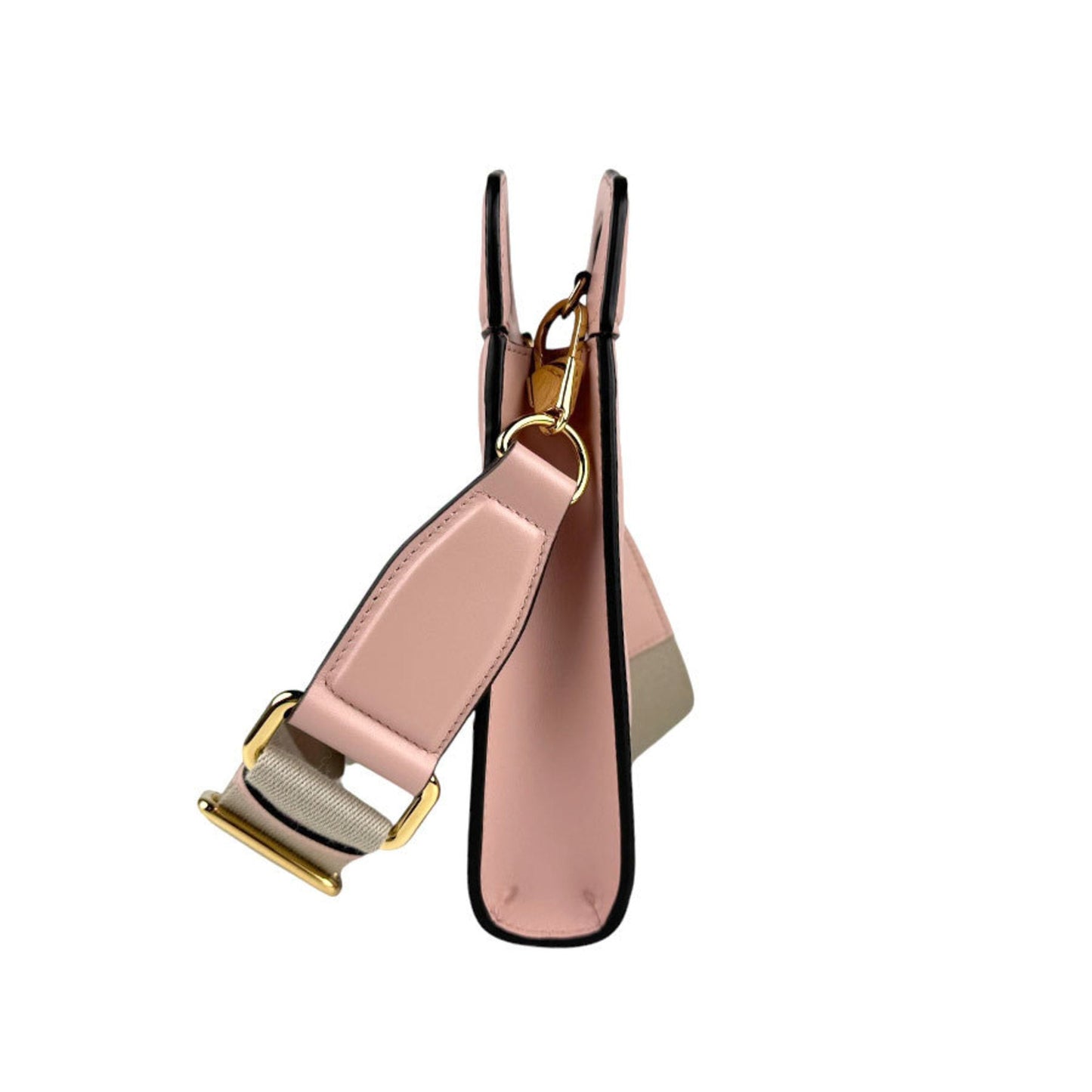 Gucci Beige Pink Leather Canvas Shoulder Bag
