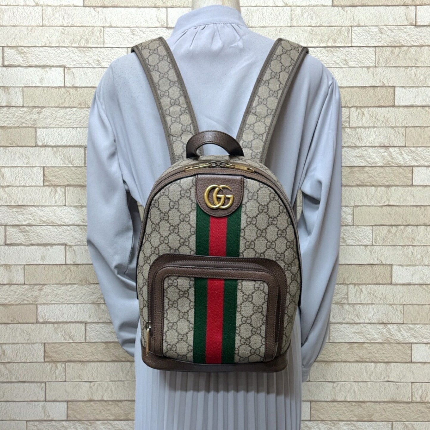 Gucci Beige Brown Gg Supreme Canvas Backpack
