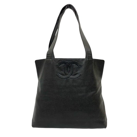 Chanel Black Grained Calfskin Handbag Tote Bag