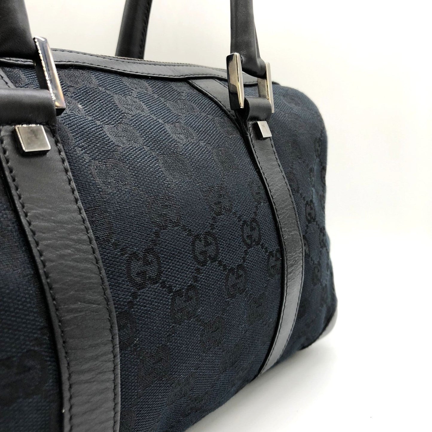 Gucci Black Canvas Leather Handbag