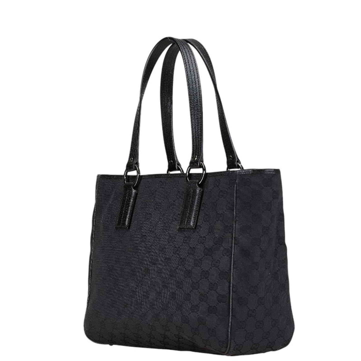 Gucci Black Canvas Leather Shoulder Bag Tote Bag