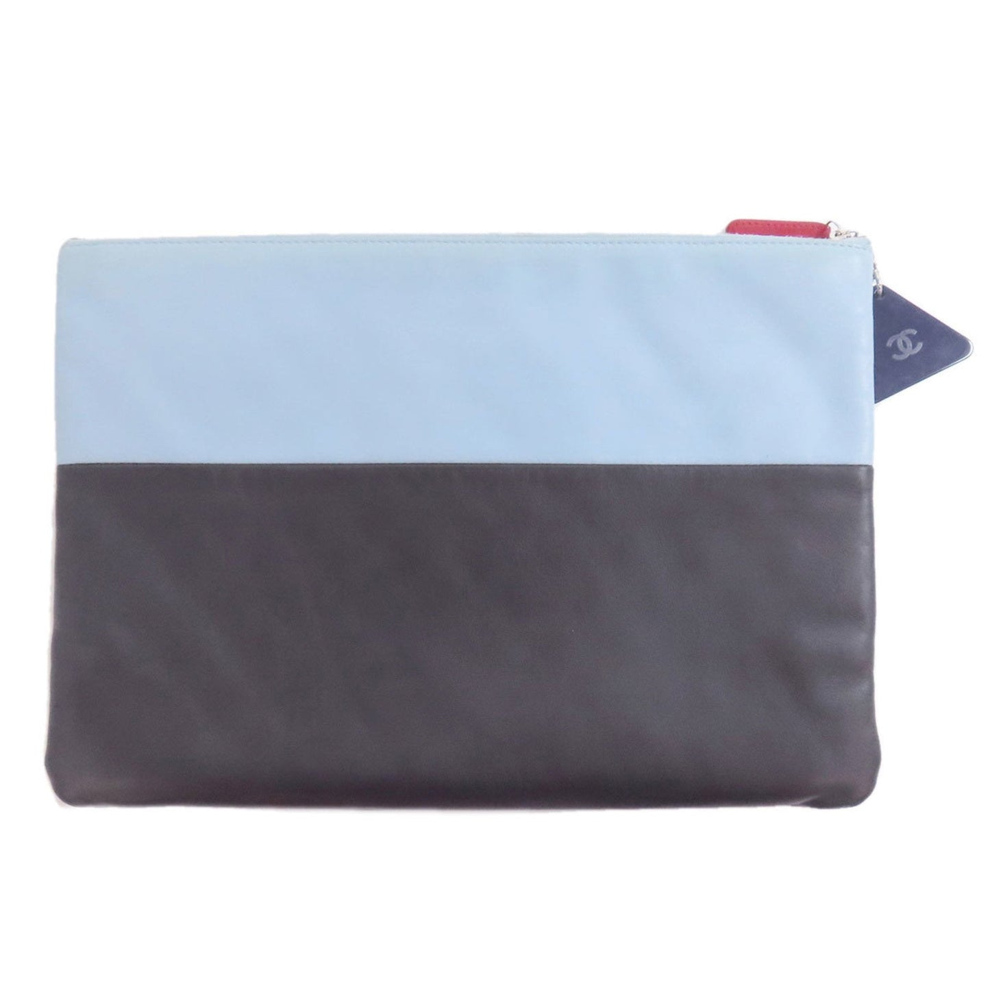 Chanel Blue Navy Leather Clutch Bag