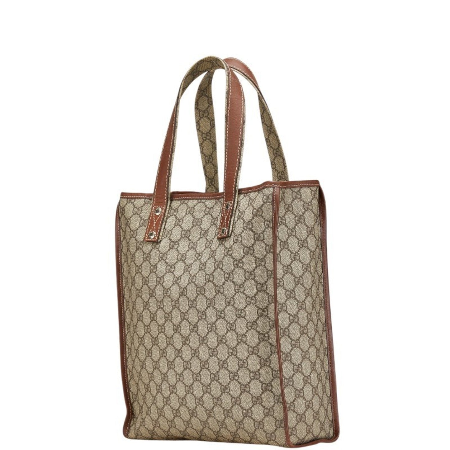 Gucci Sherry Line Beige Brown Pvc Leather Tote Bag