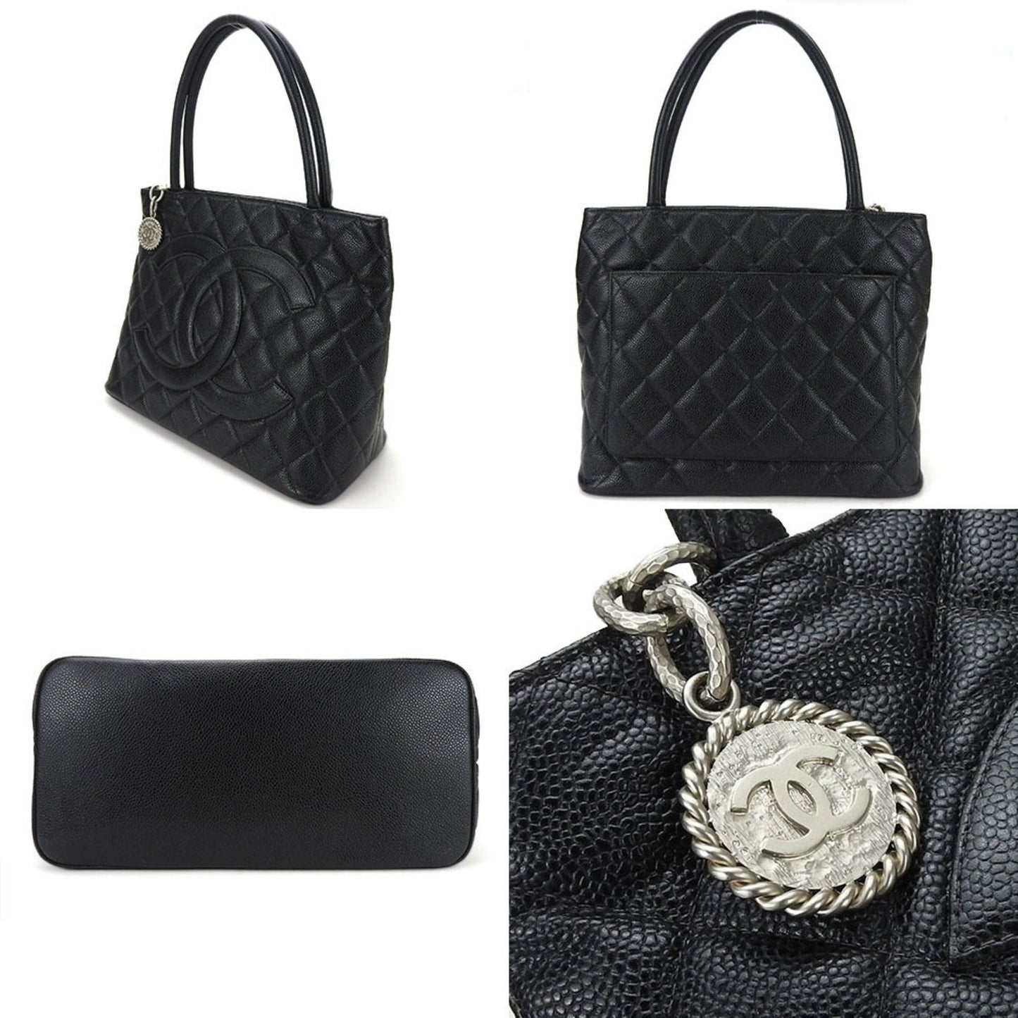 Chanel Black Grained Calfskin Tote Bag