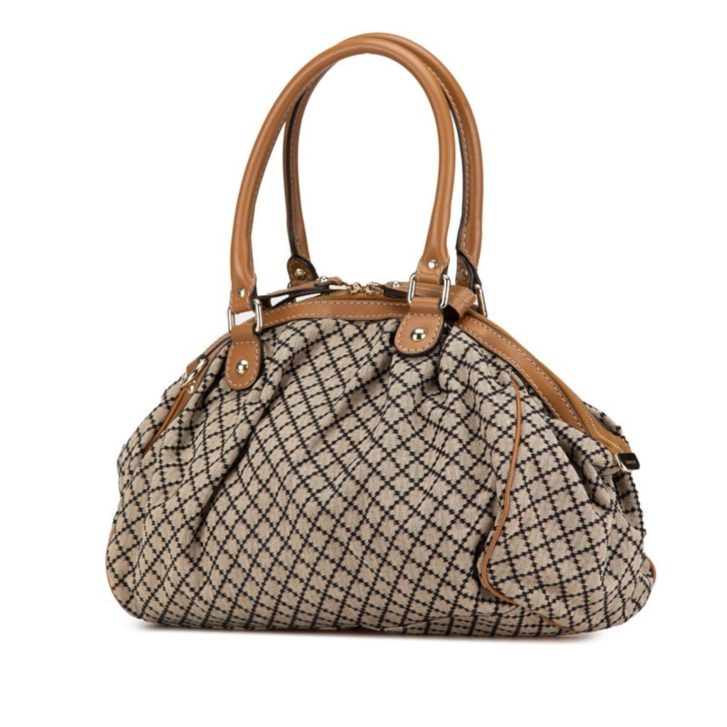 Gucci Beige Brown Canvas Leather Handbag Shoulder Bag