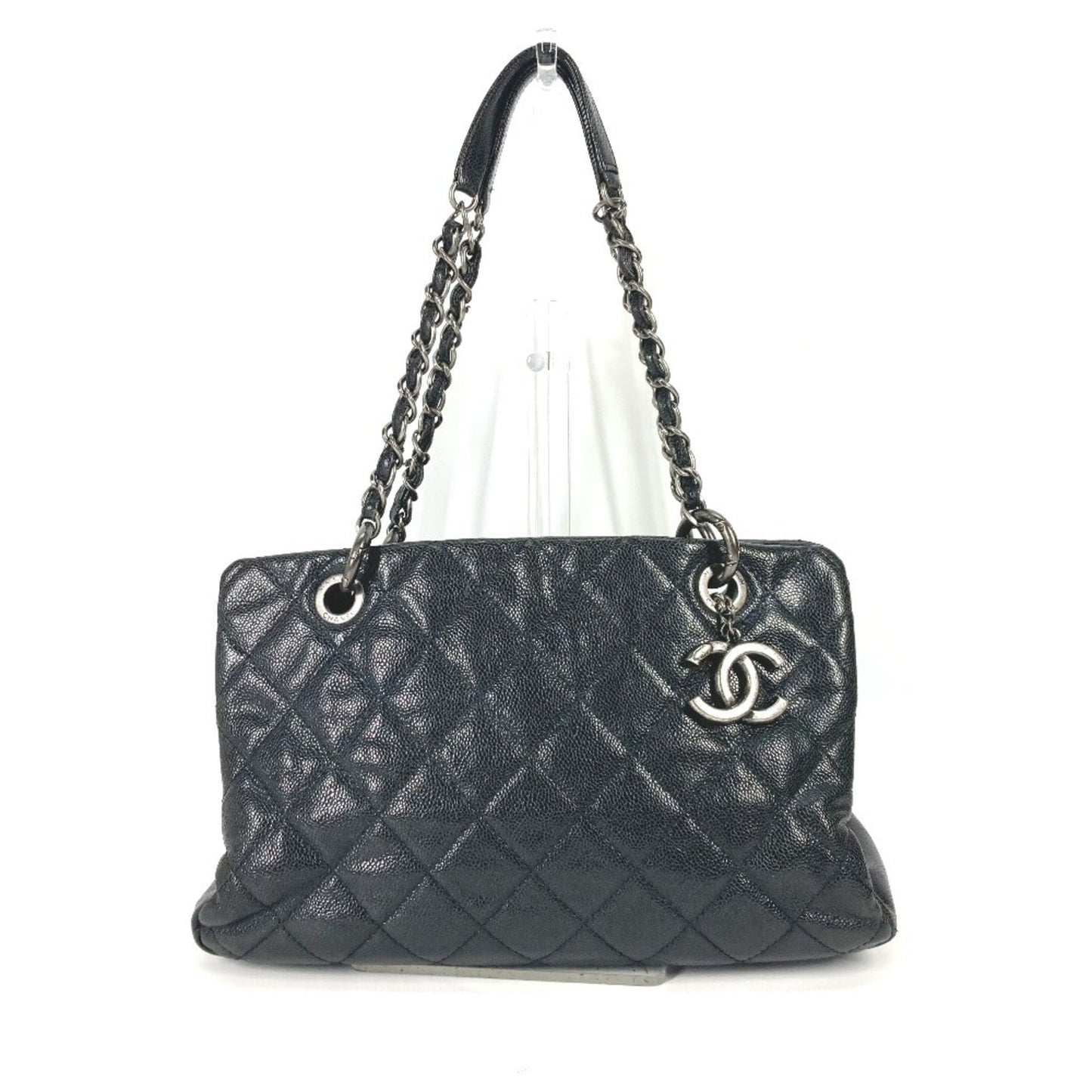 Chanel Black Grained Calfskin Shoulder Bag Tote Bag