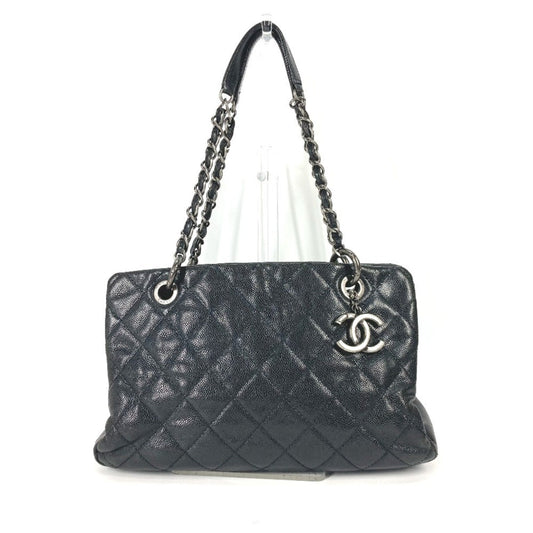 Chanel Black Grained Calfskin Shoulder Bag Tote Bag