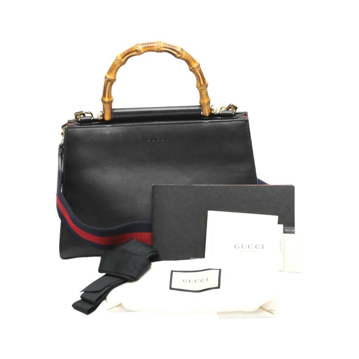 Gucci Bamboo Black Leather Handbag