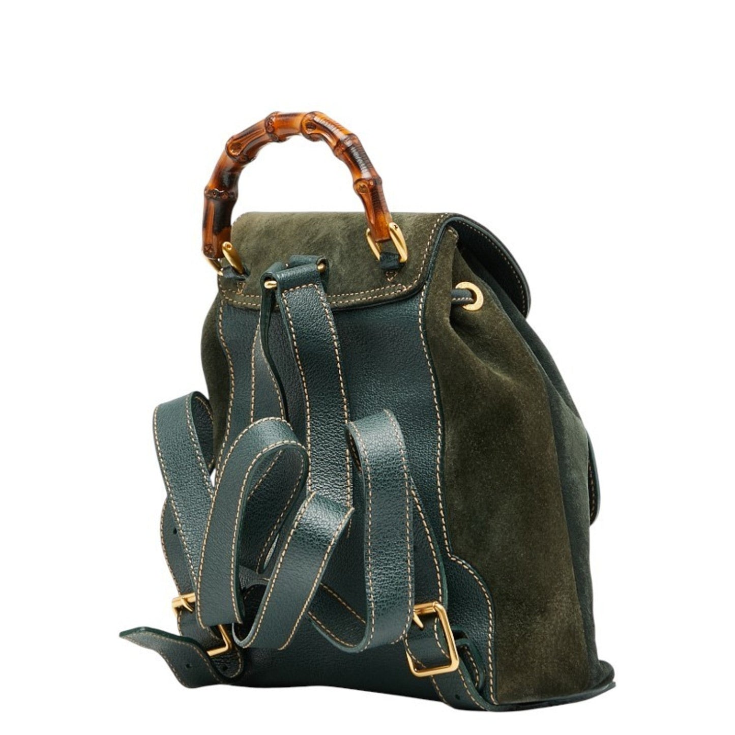 Gucci Bamboo Green Suede Leather Backpack