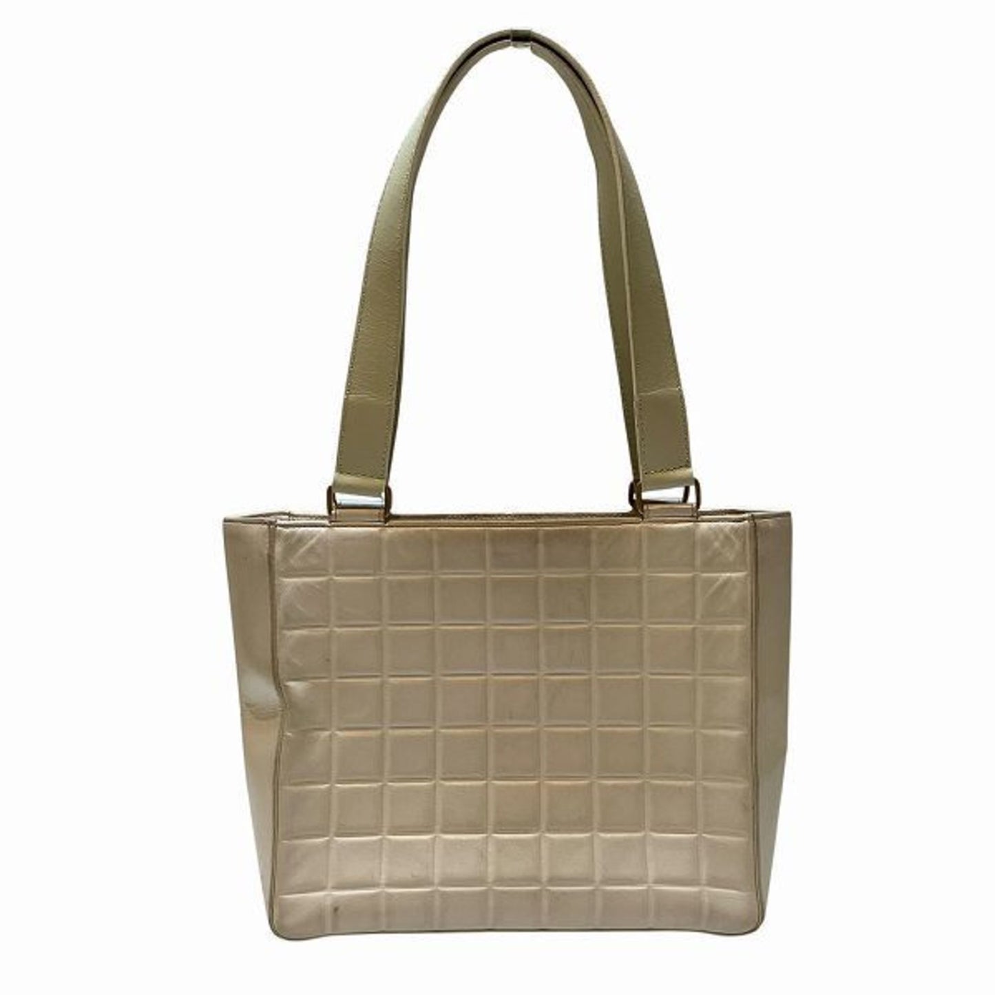 Chanel Chocolate Bar White Leather Shoulder Bag Tote Bag