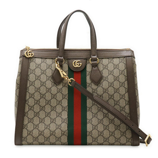 Gucci Beige Brown Green Red Color Pvc Leather Handbag Shoulder Bag Tote Bag