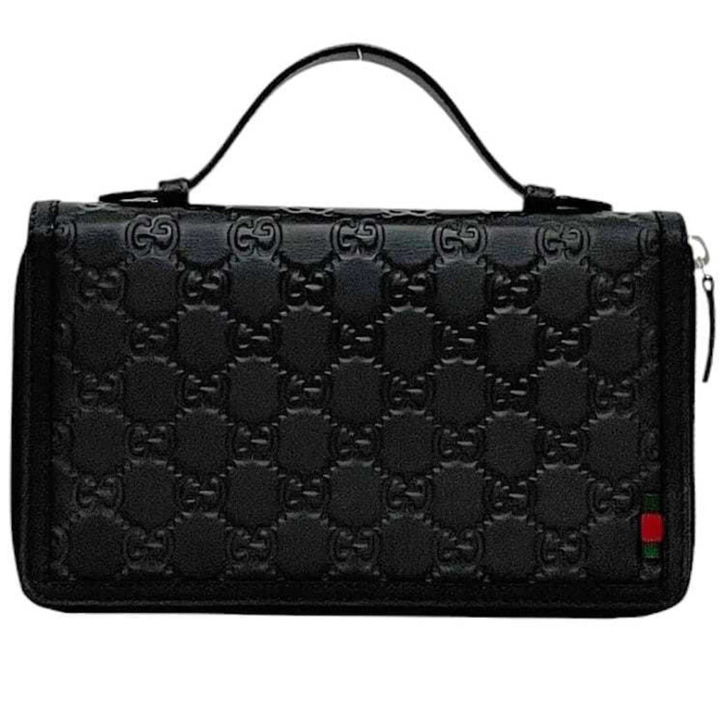Gucci Black Leather Briefcase Clutch Bag Handbag Pouch