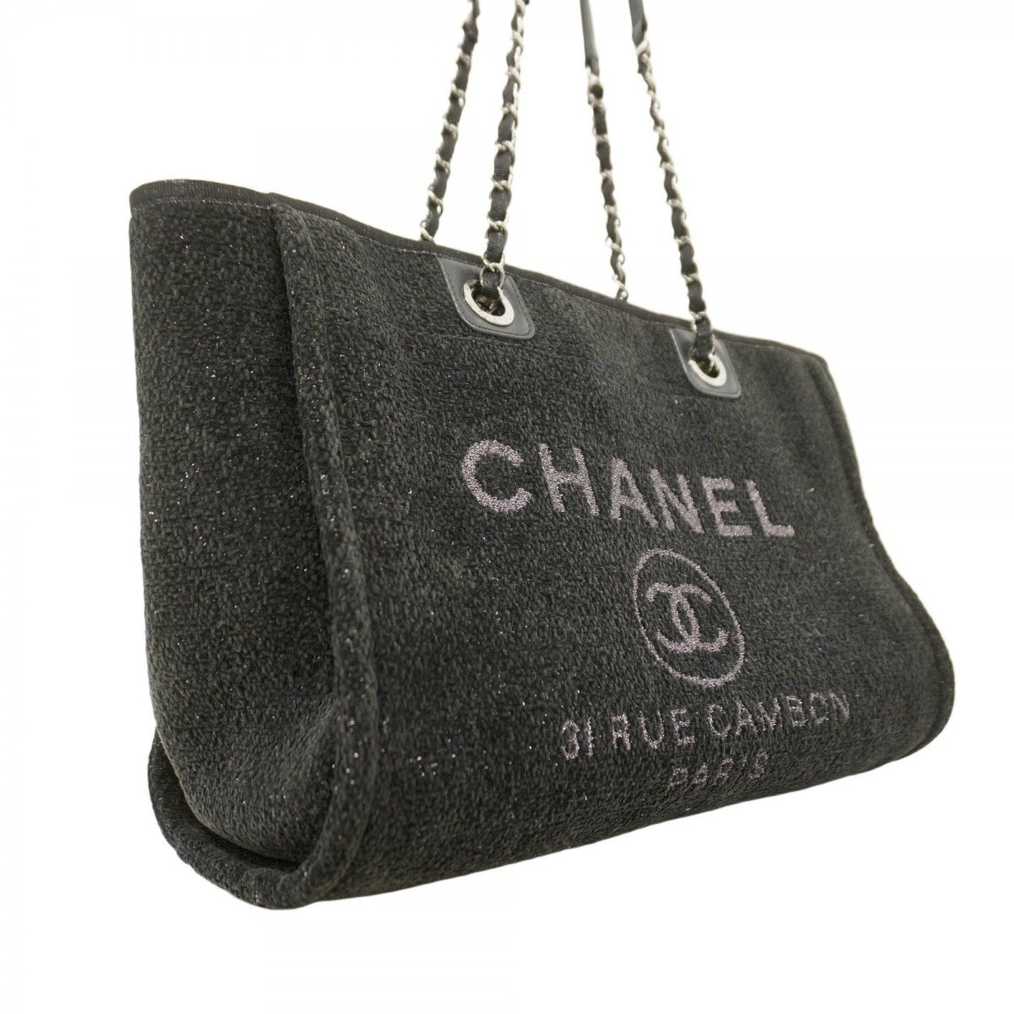 Chanel Black Tweed Tote Bag