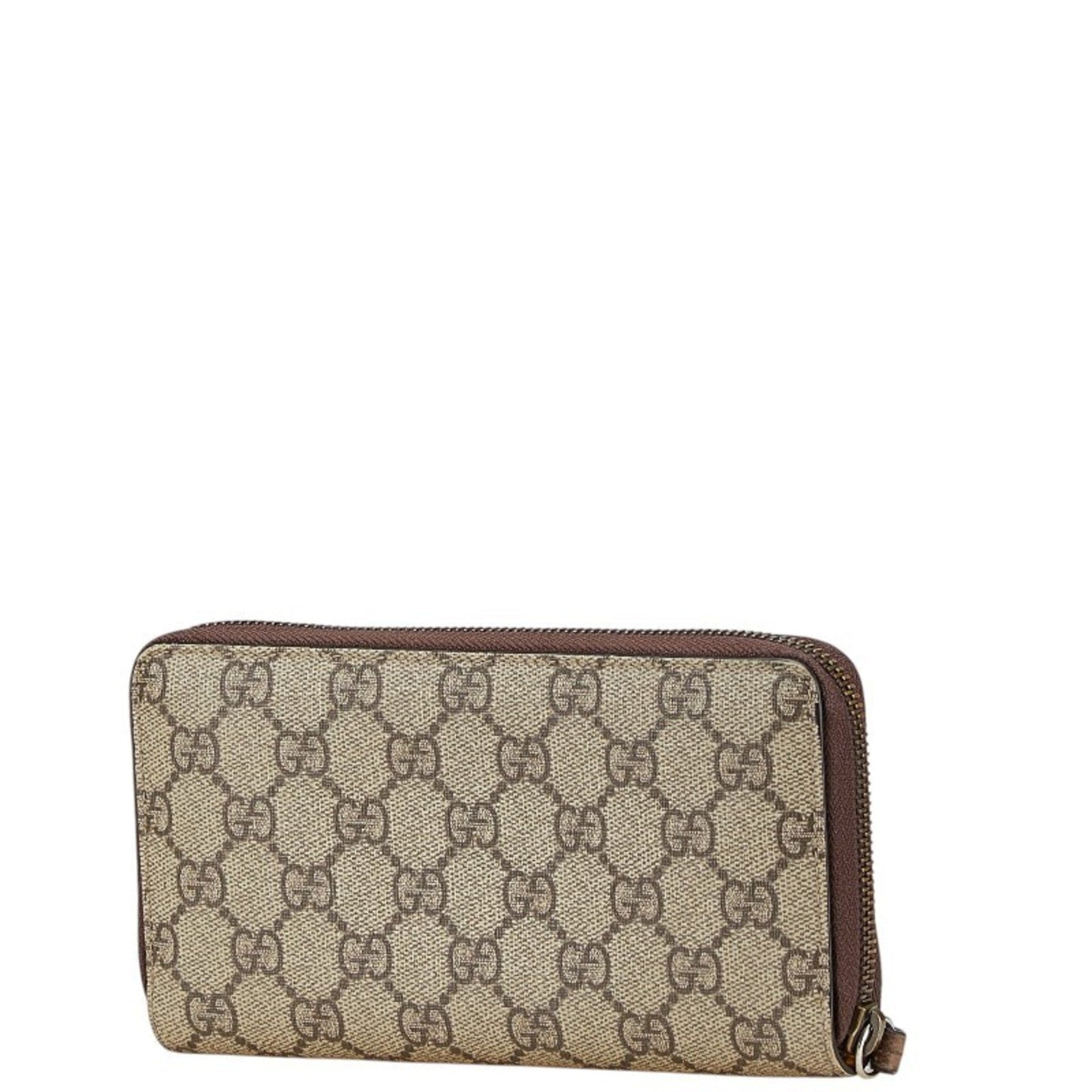 Gucci Beige Brown Pvc Leather Long Wallet (Bi-Fold)