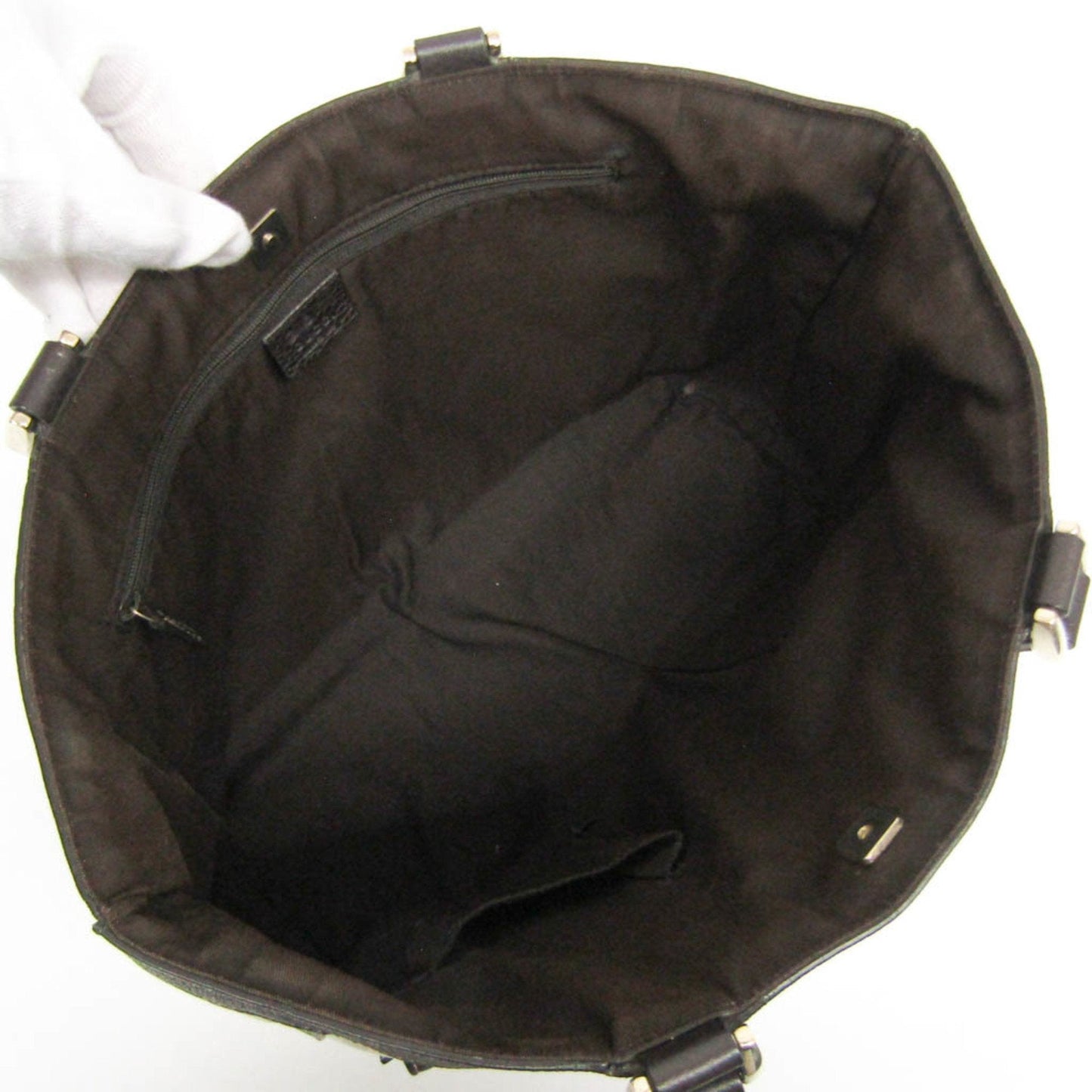 Gucci Gg Crystal Beige Dark Brown Leather Pvc Tote Bag