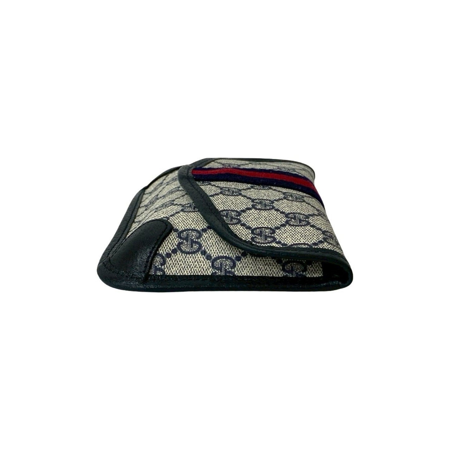 Gucci Navy Red Color Leather Pvc Pouch