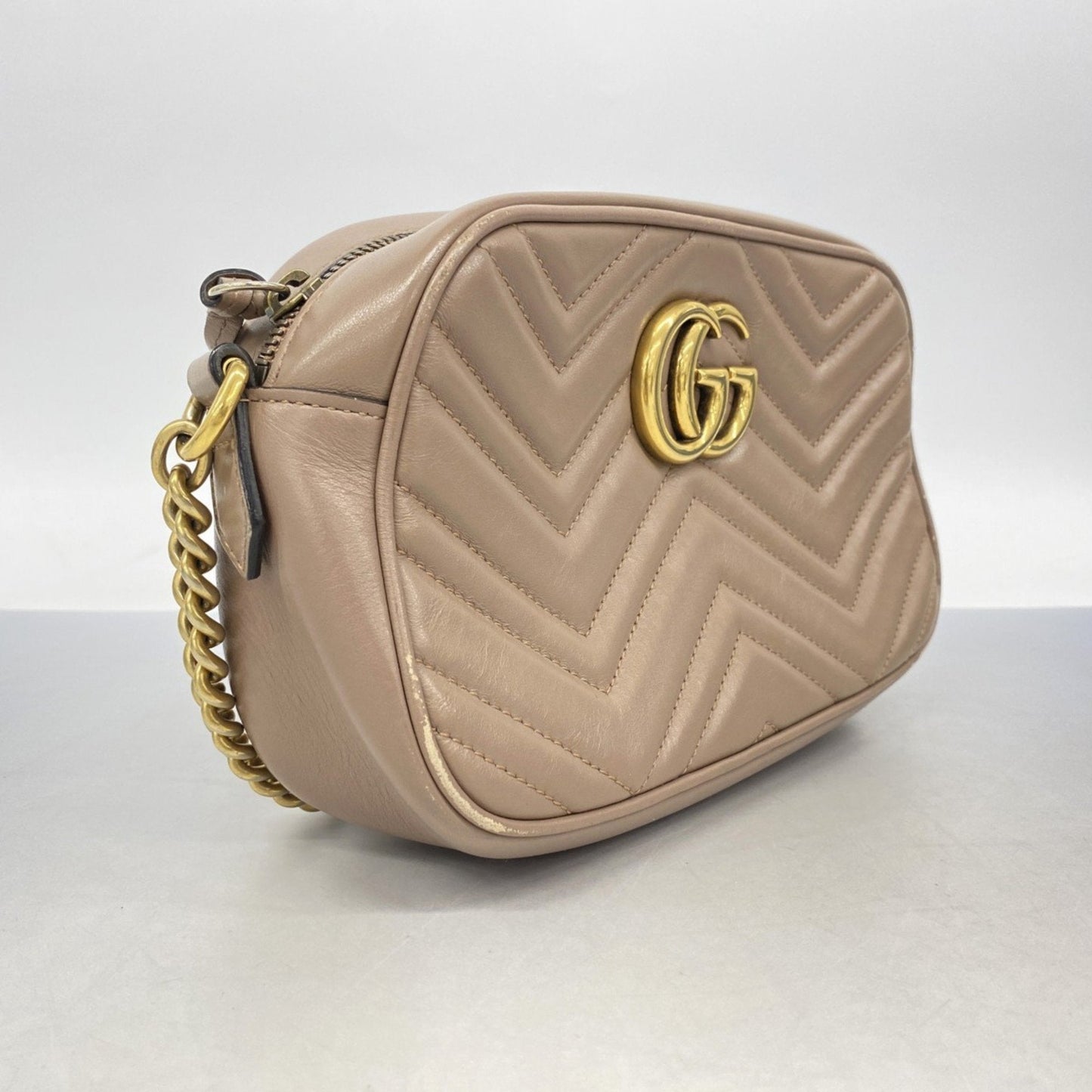 Gucci Pink Beige Leather Shoulder Bag
