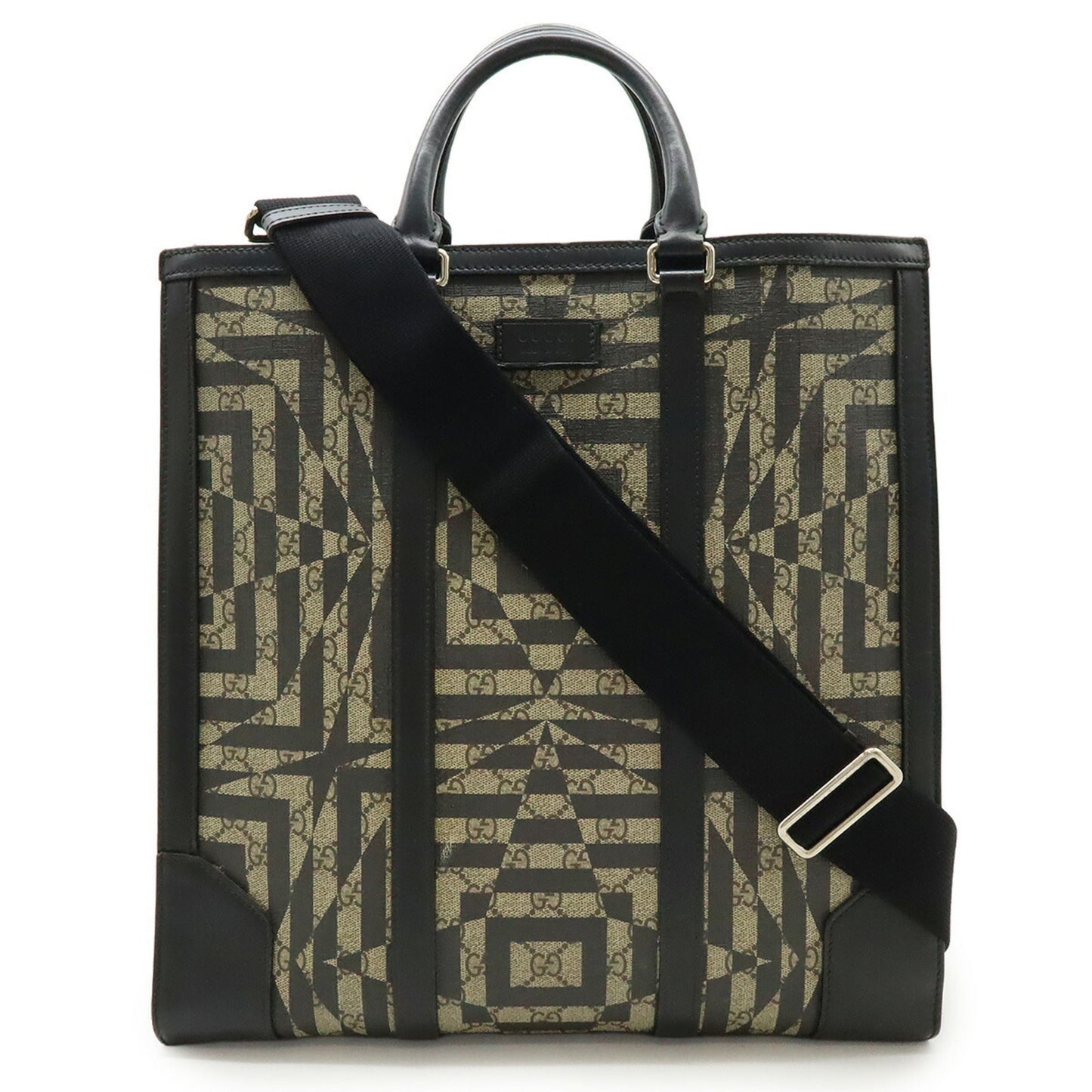 Gucci Beige Black Gg Supreme Leather Shoulder Bag Tote Bag