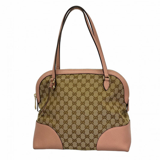 Gucci Beige Pink Canvas Shoulder Bag
