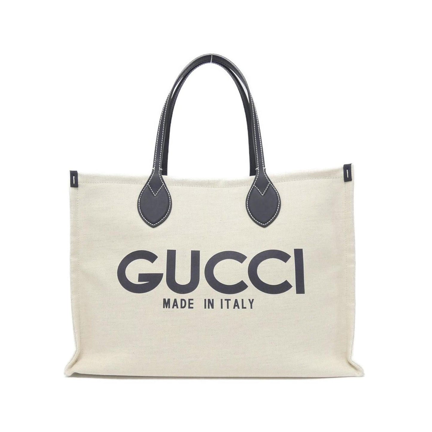 Gucci Beige Dark Blue Cotton Leather Handbag