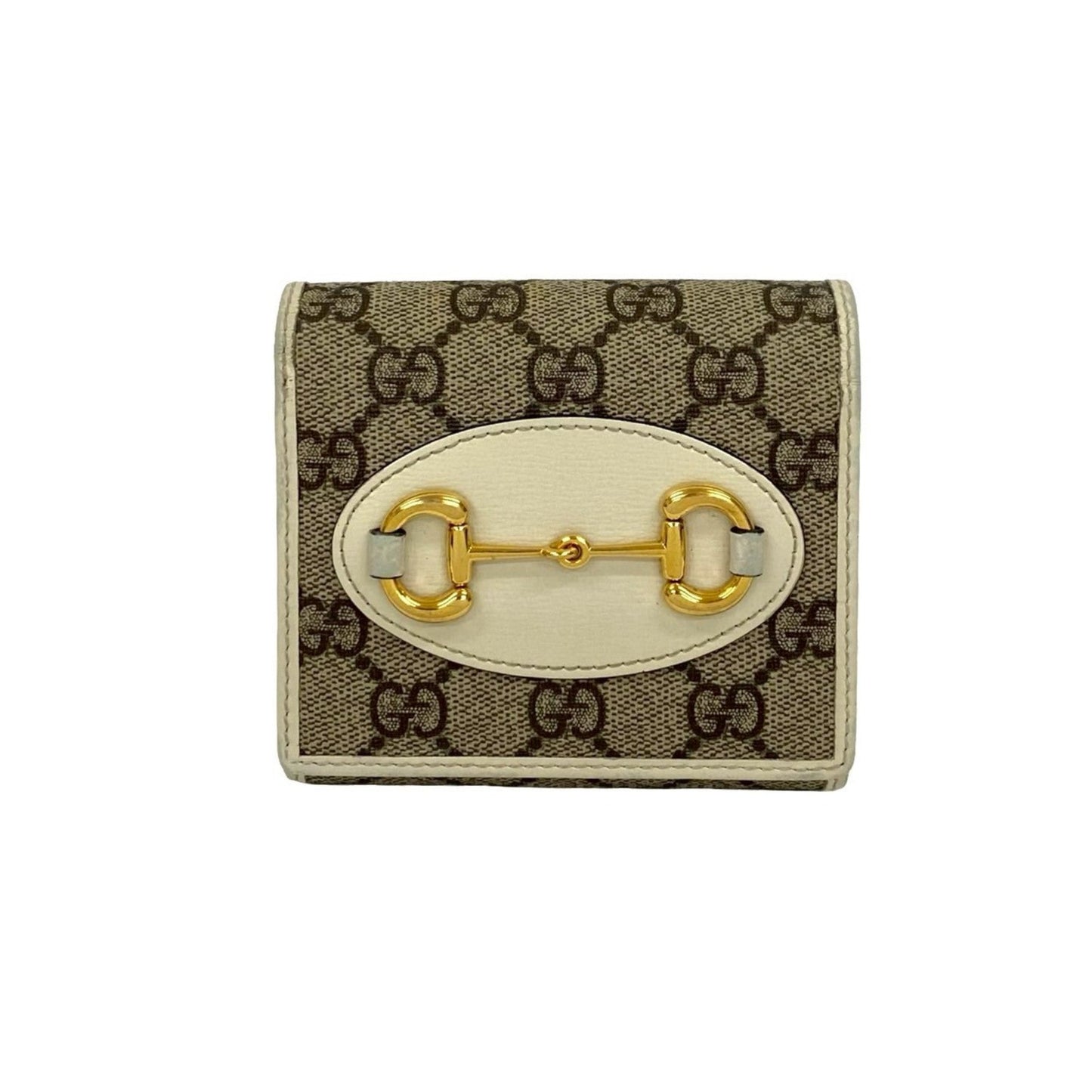 Gucci Brown White Leather Pvc Wallet (Bi-Fold)