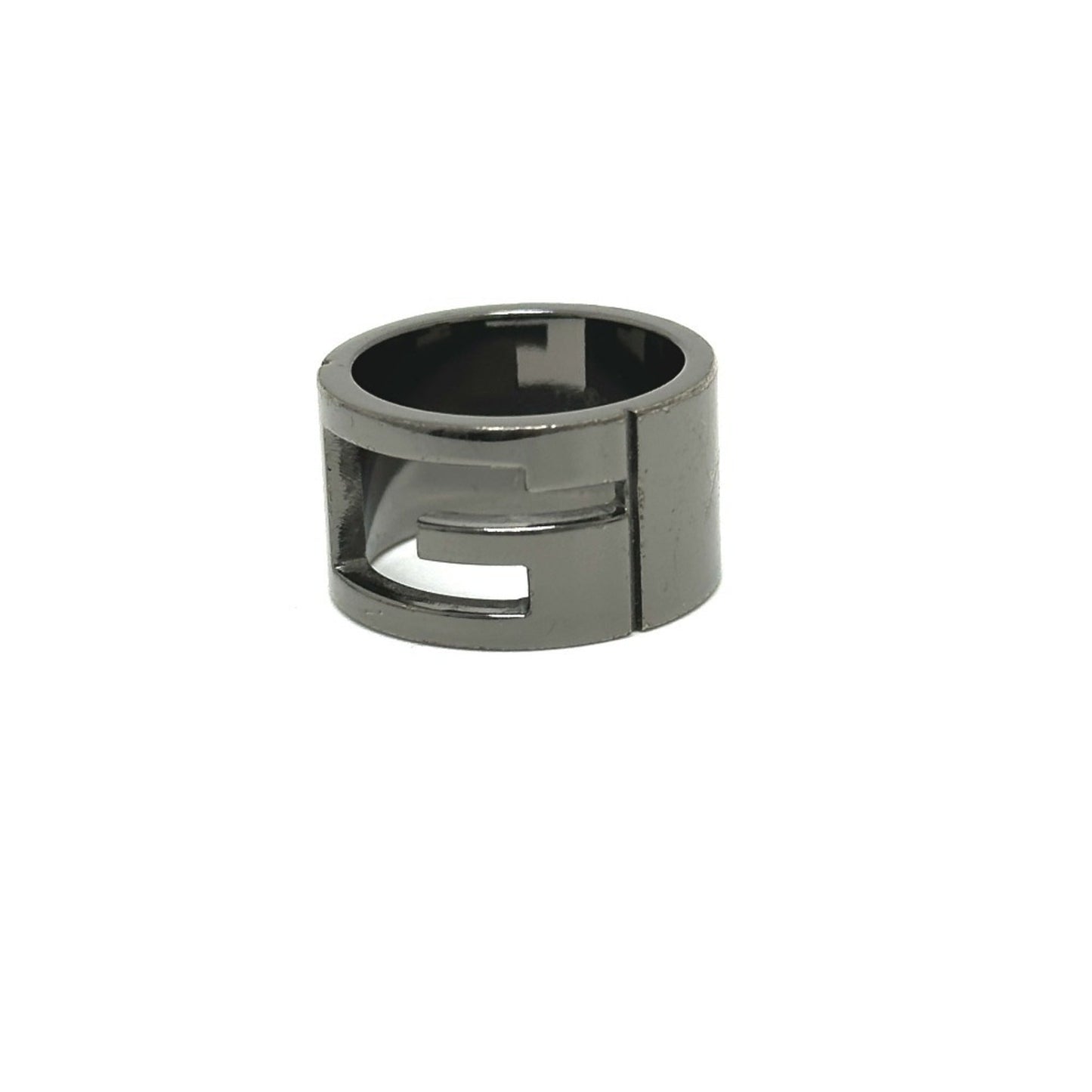Gucci Black Silver Metal Band Ring