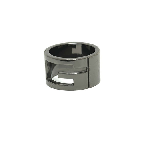 Gucci Black Silver Metal Band Ring