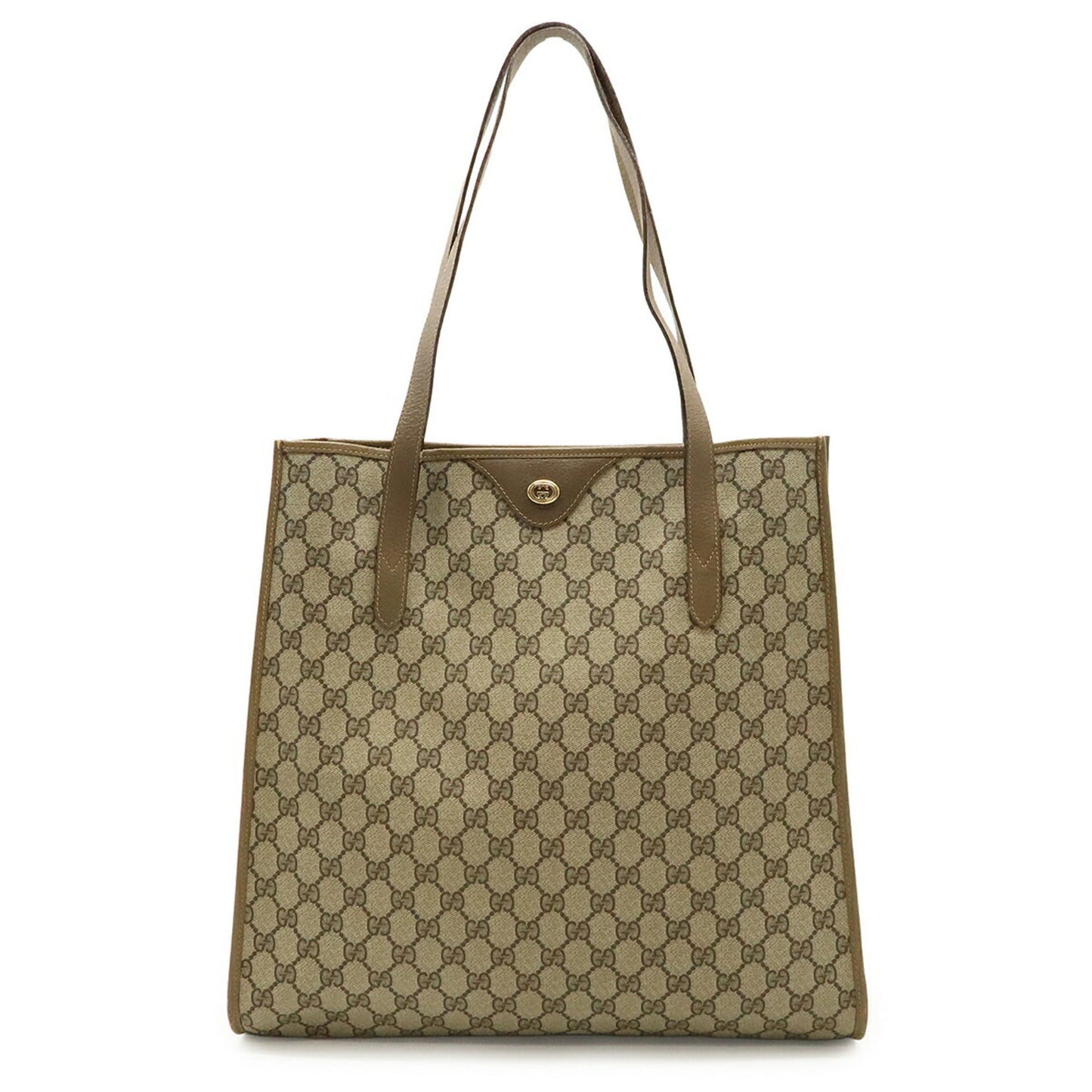 Gucci Beige Brown Pvc Leather Shoulder Bag Tote Bag