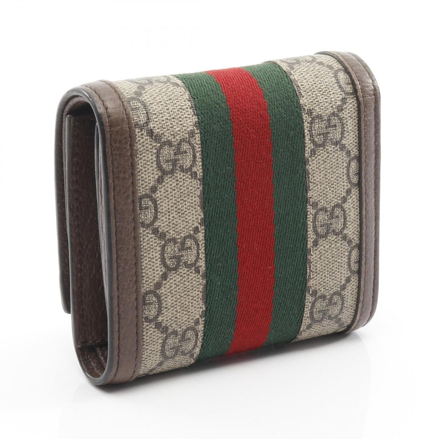 Gucci Beige Brown Multi-Color Leather Coated Canvas Wallet (Bi-Fold)