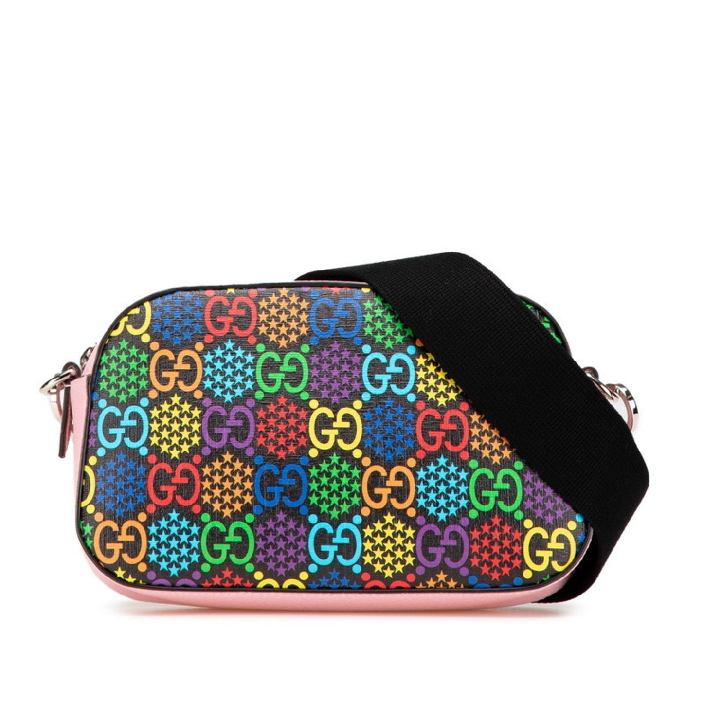 Gucci Black Multi-Color Pink Pvc Leather Shoulder Bag