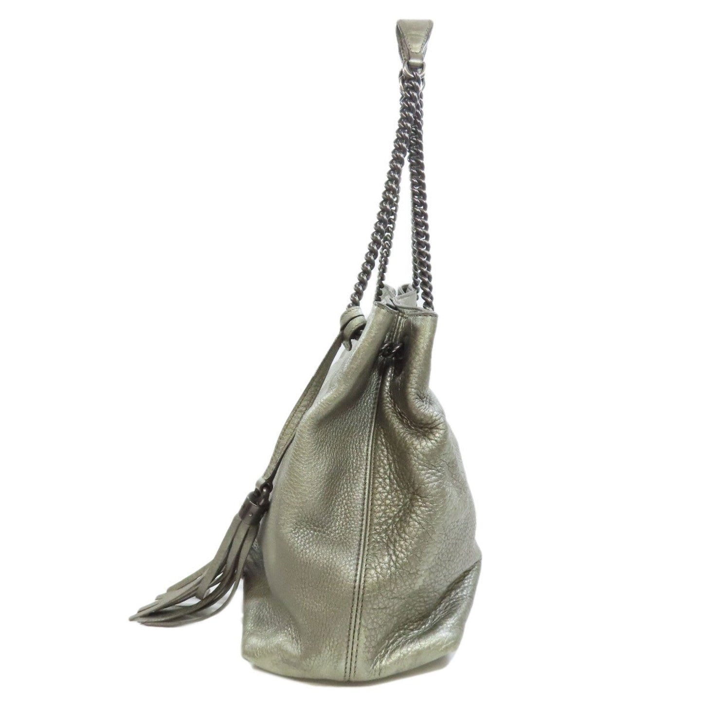 Gucci Silver Leather Tote Bag