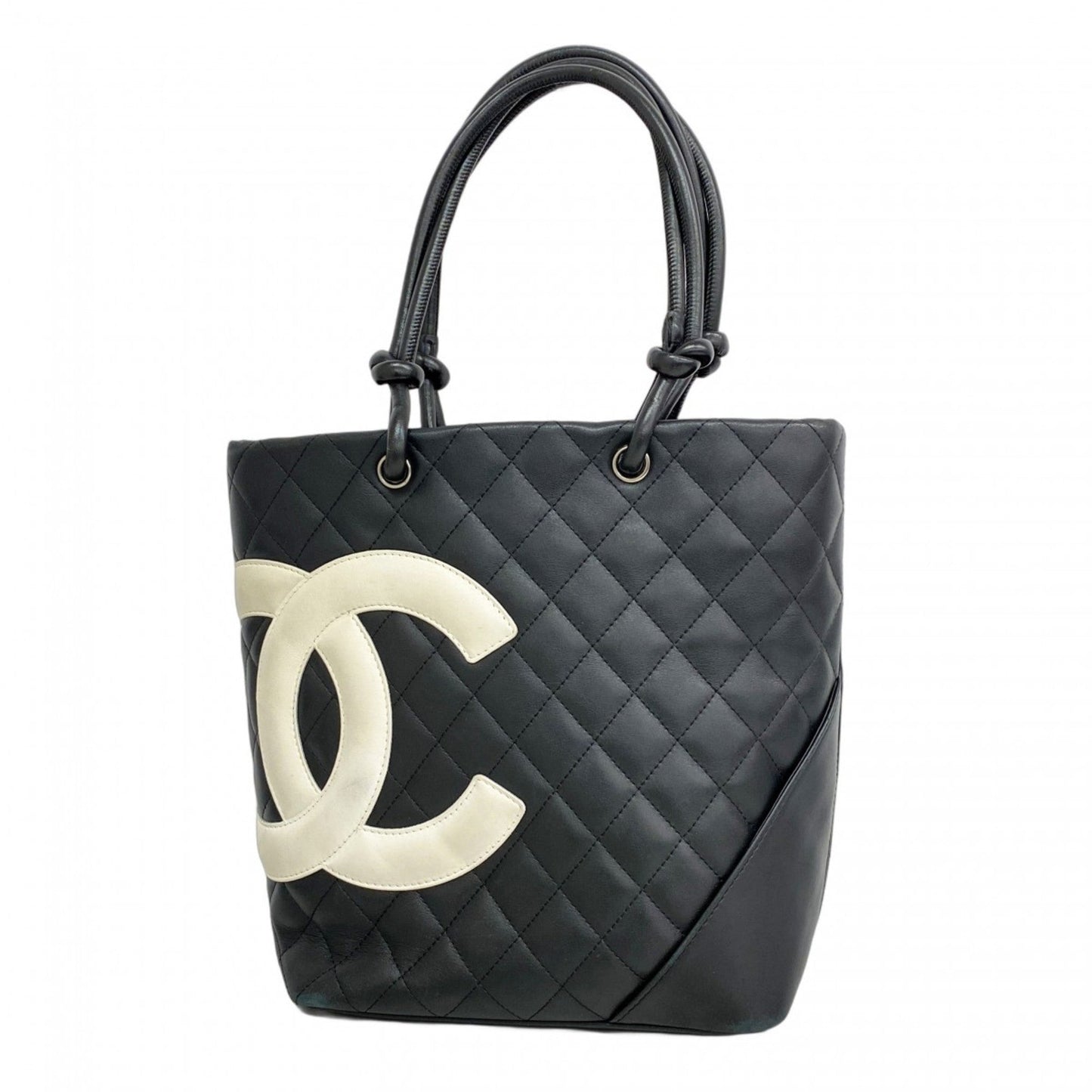 Chanel Black White Leather Tote Bag