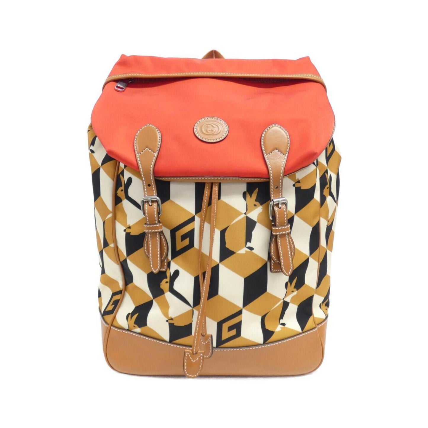 Gucci Beige Red Color Nylon Leather Backpack