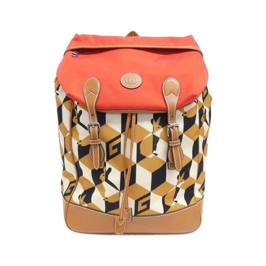 Gucci Beige Red Color Nylon Leather Backpack