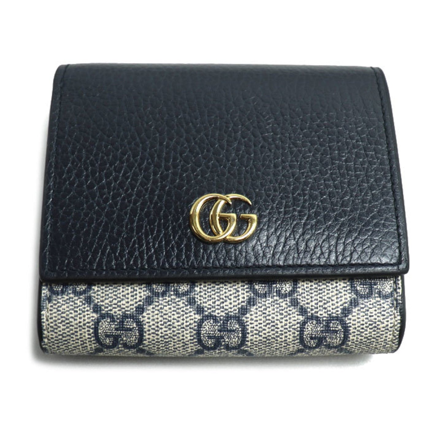 Gucci Navy Leather Gg Supreme Wallet (Bi-Fold)
