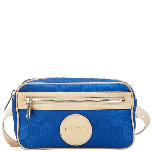Gucci Beige Blue Nylon Leather Sling Bag