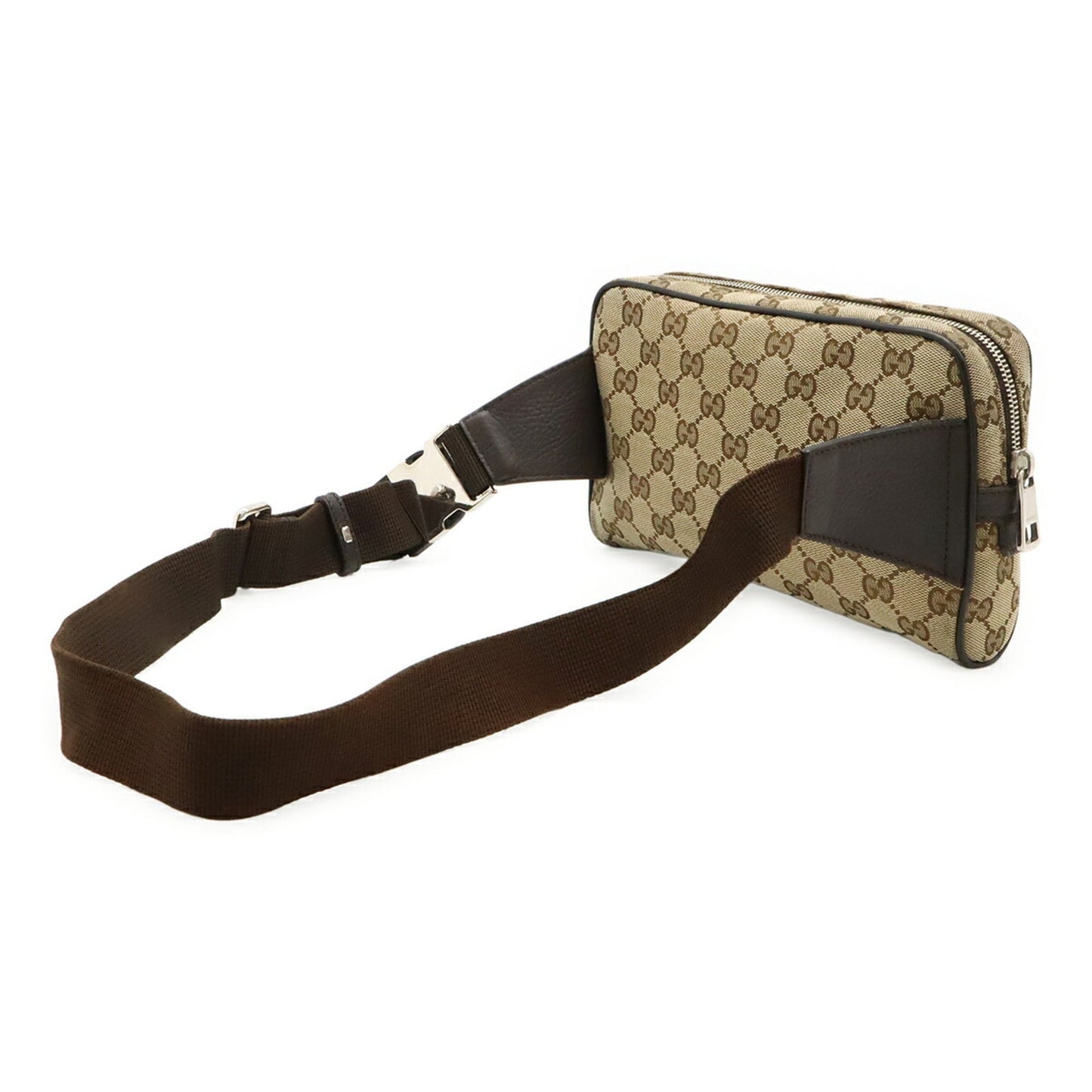 Gucci Beige Brown Dark Brown Gg Canvas Leather Sling Bag
