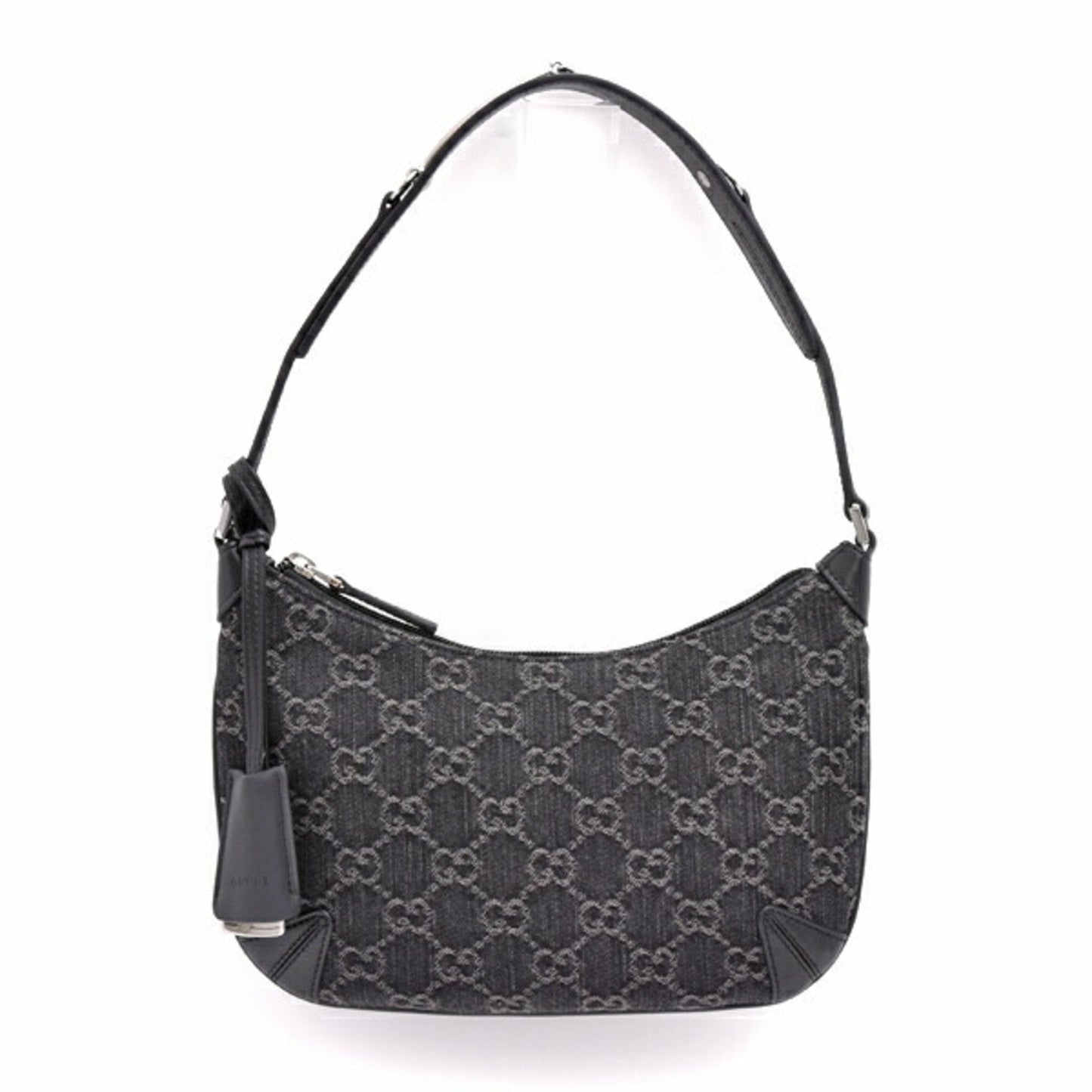 Gucci Black Gray Denim Leather Shoulder Bag