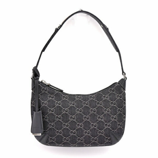 Gucci Black Gray Denim Leather Shoulder Bag