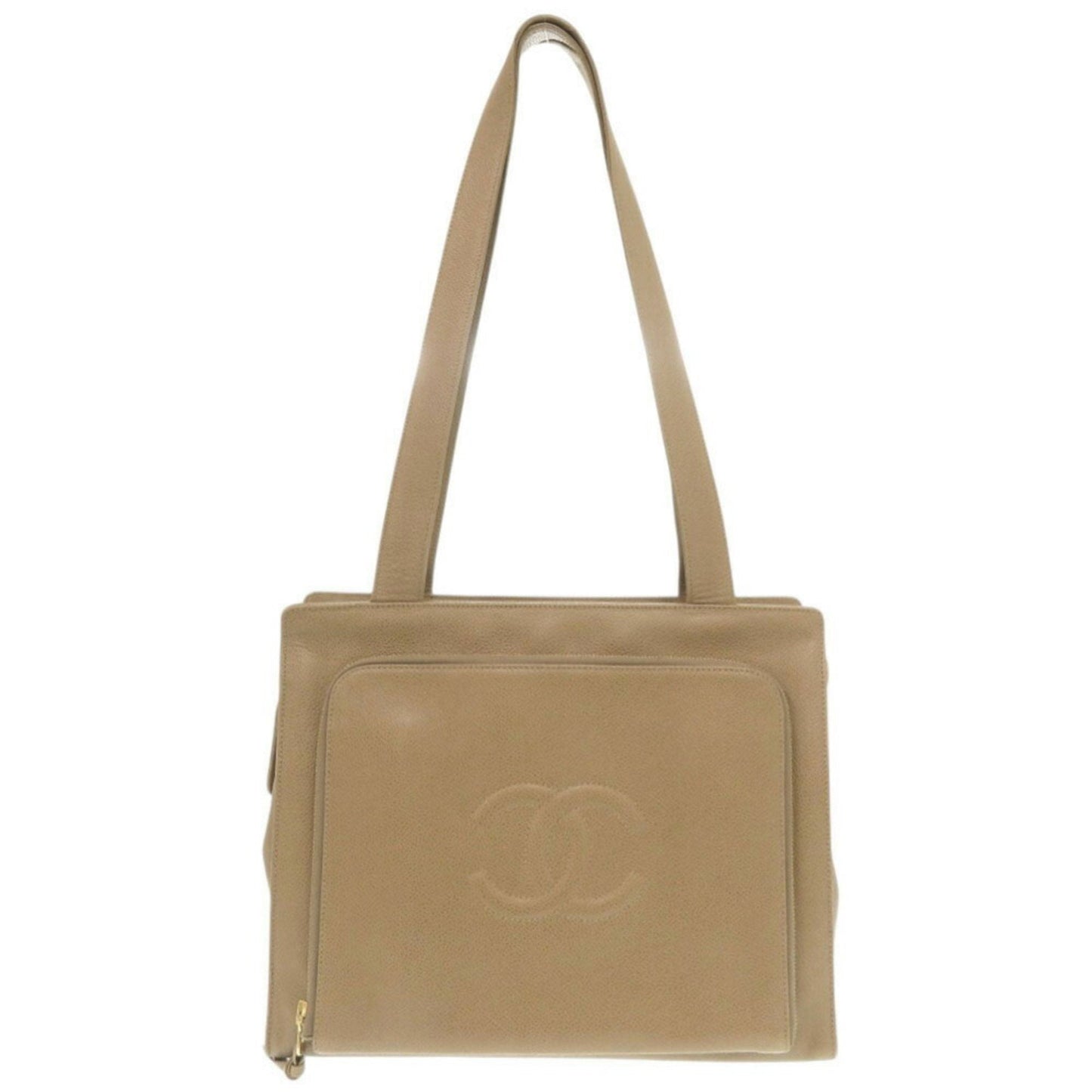 Chanel Beige Grained Calfskin Shoulder Bag Tote Bag