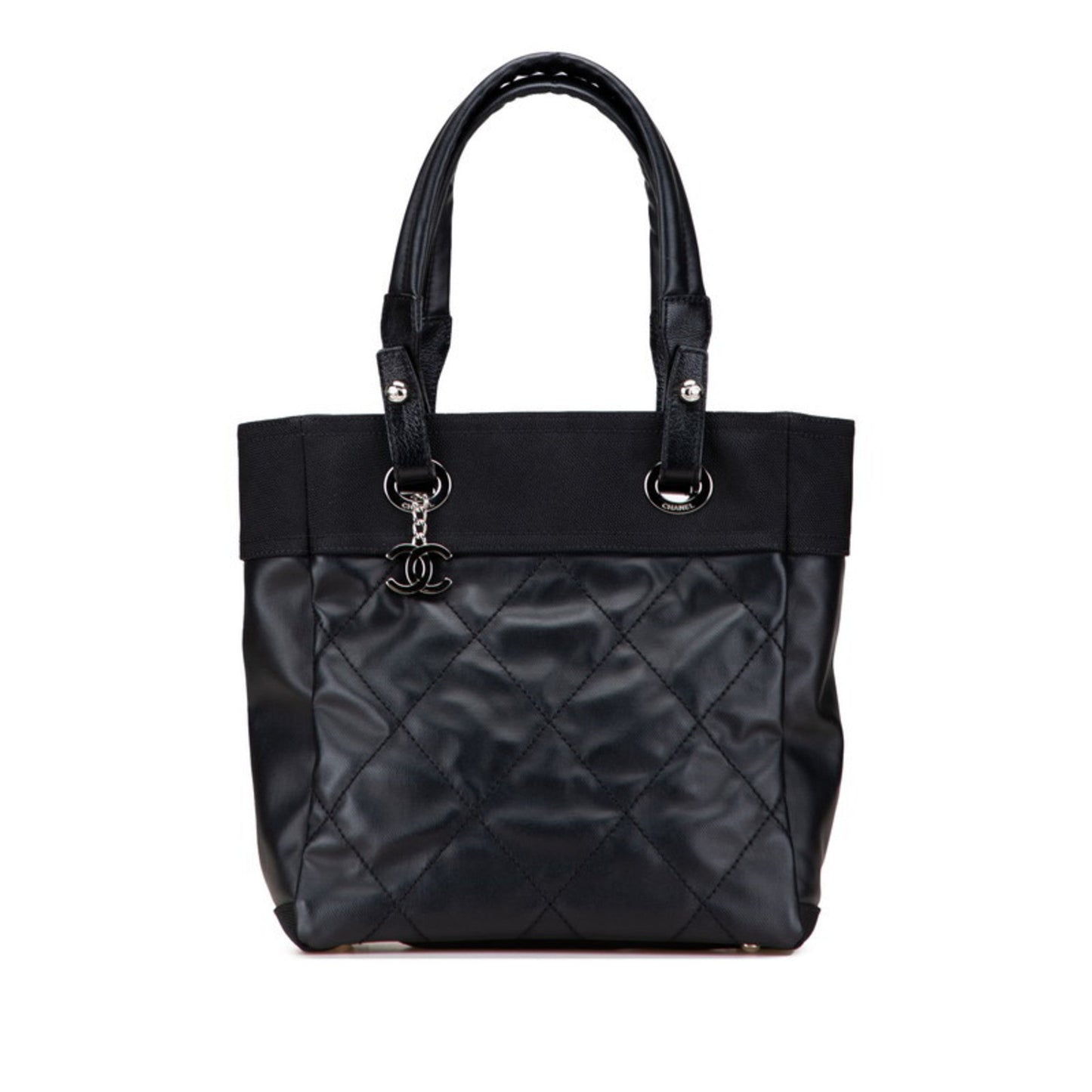 Chanel Paris Biarritz Black Pvc Leather Handbag Tote Bag