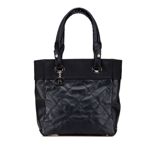 Chanel Paris Biarritz Black Pvc Leather Handbag Tote Bag